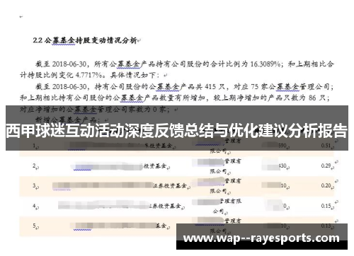 西甲球迷互动活动深度反馈总结与优化建议分析报告